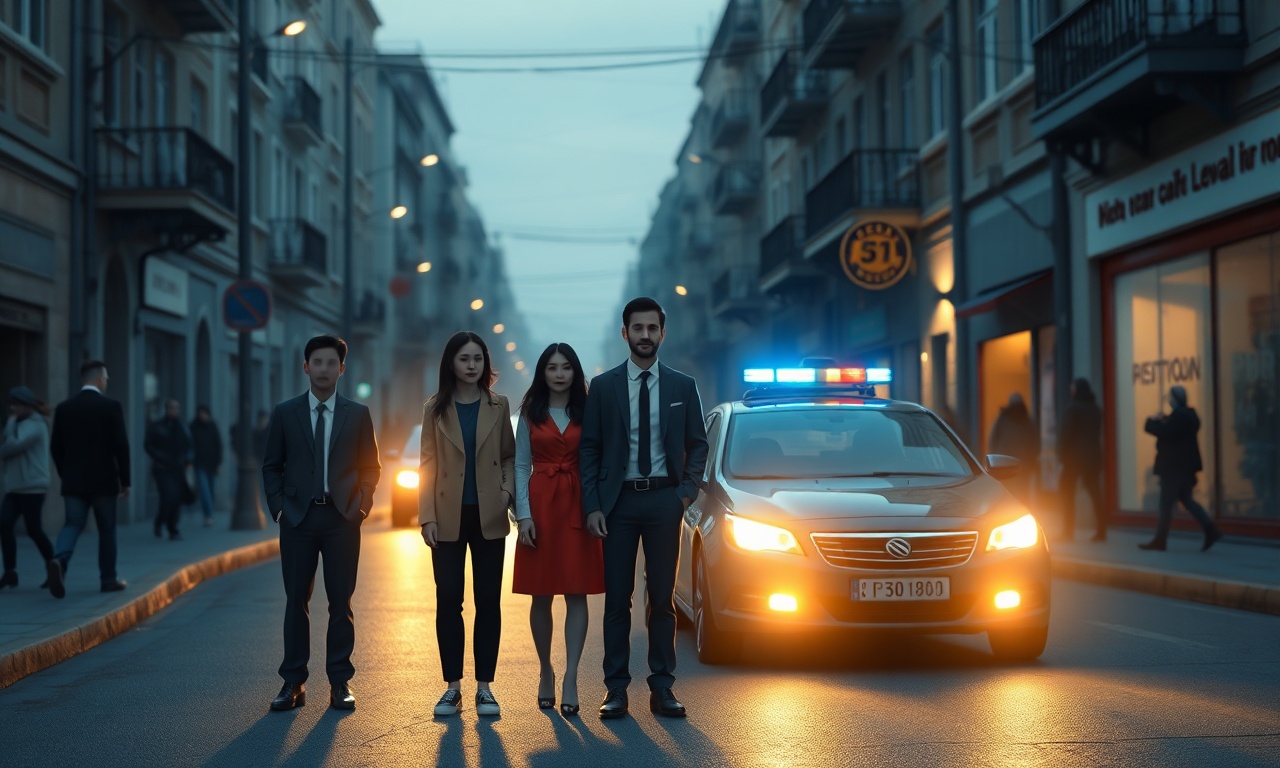 İstanbul sokak sahnesinde Yılmaz ailesi ve polis aracı