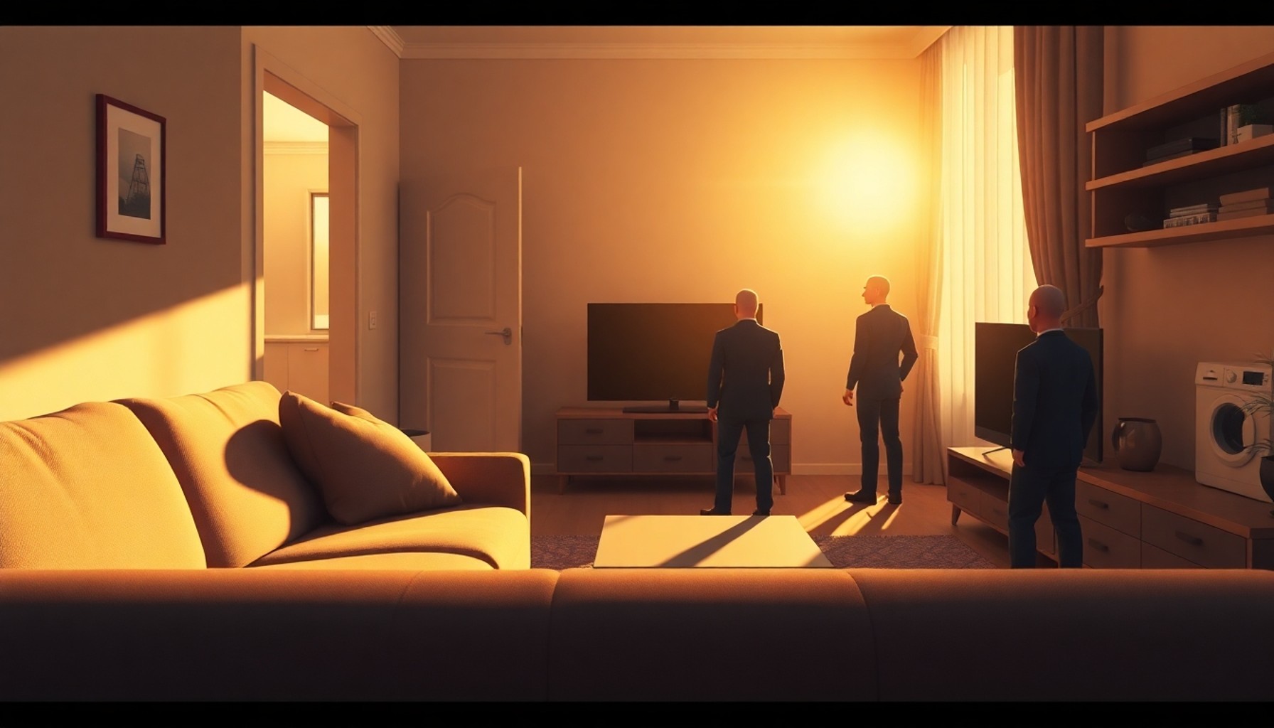Haczedilmez ev eşyaları: kanepe, çamaşır makinesi ve televizyon koruma altında sembolik sahne