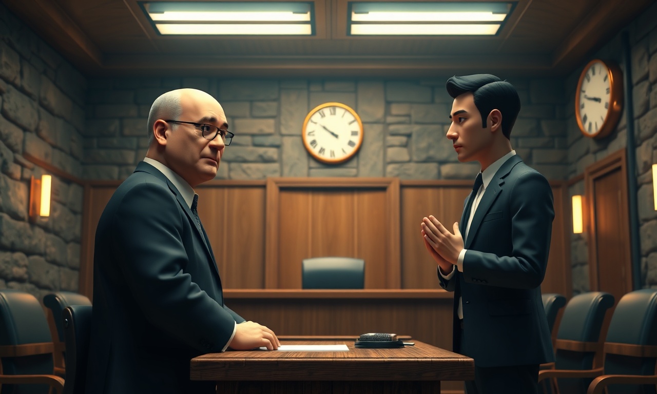 Cinematic editorial 3D illustration for a legal website: stylized smooth 3D characters with minimal featureless faces, deep navy blue and warm gold palette, soft volumetric lighting, atmospheric depth. no text, no words, no letters, no numbers, no logos, no watermark, no realistic facial features.