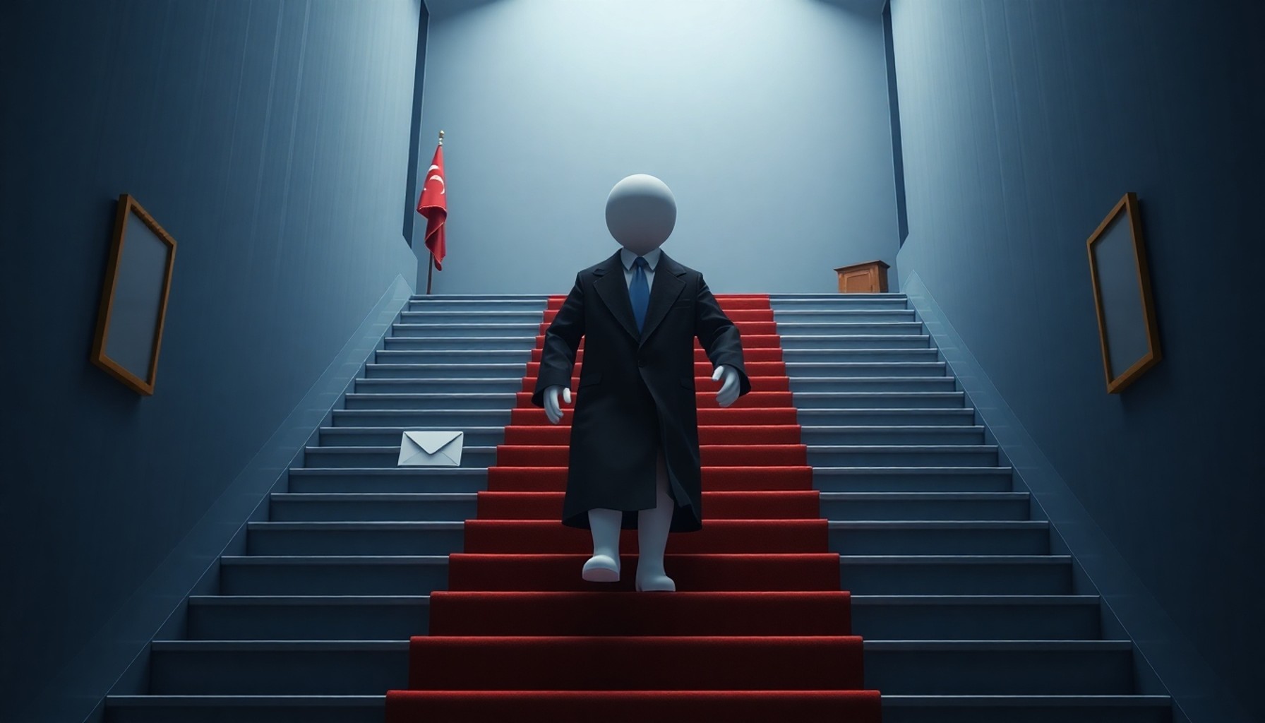 Hukuki süreç adımlarını temsil eden merdiven ve dosyalar