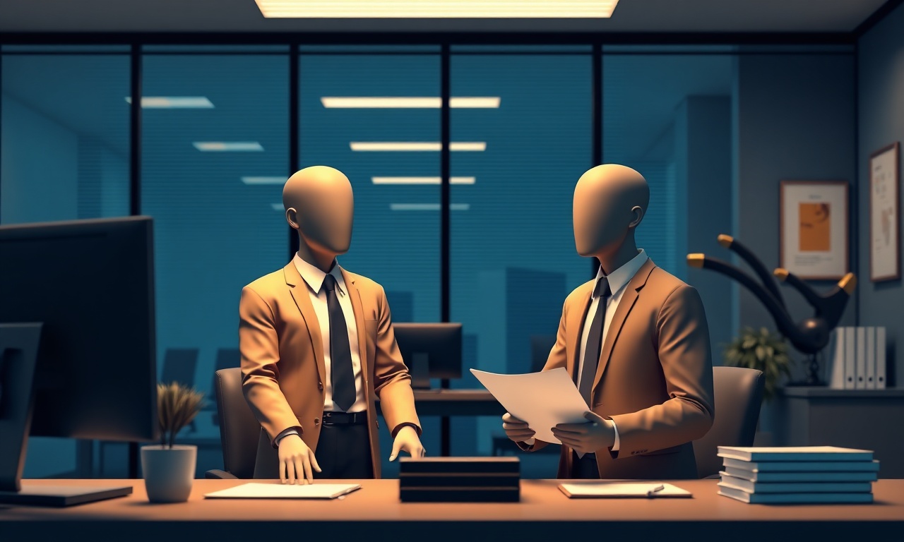 İşveren ve çalışanların bulunduğu bir ofis sahnesi