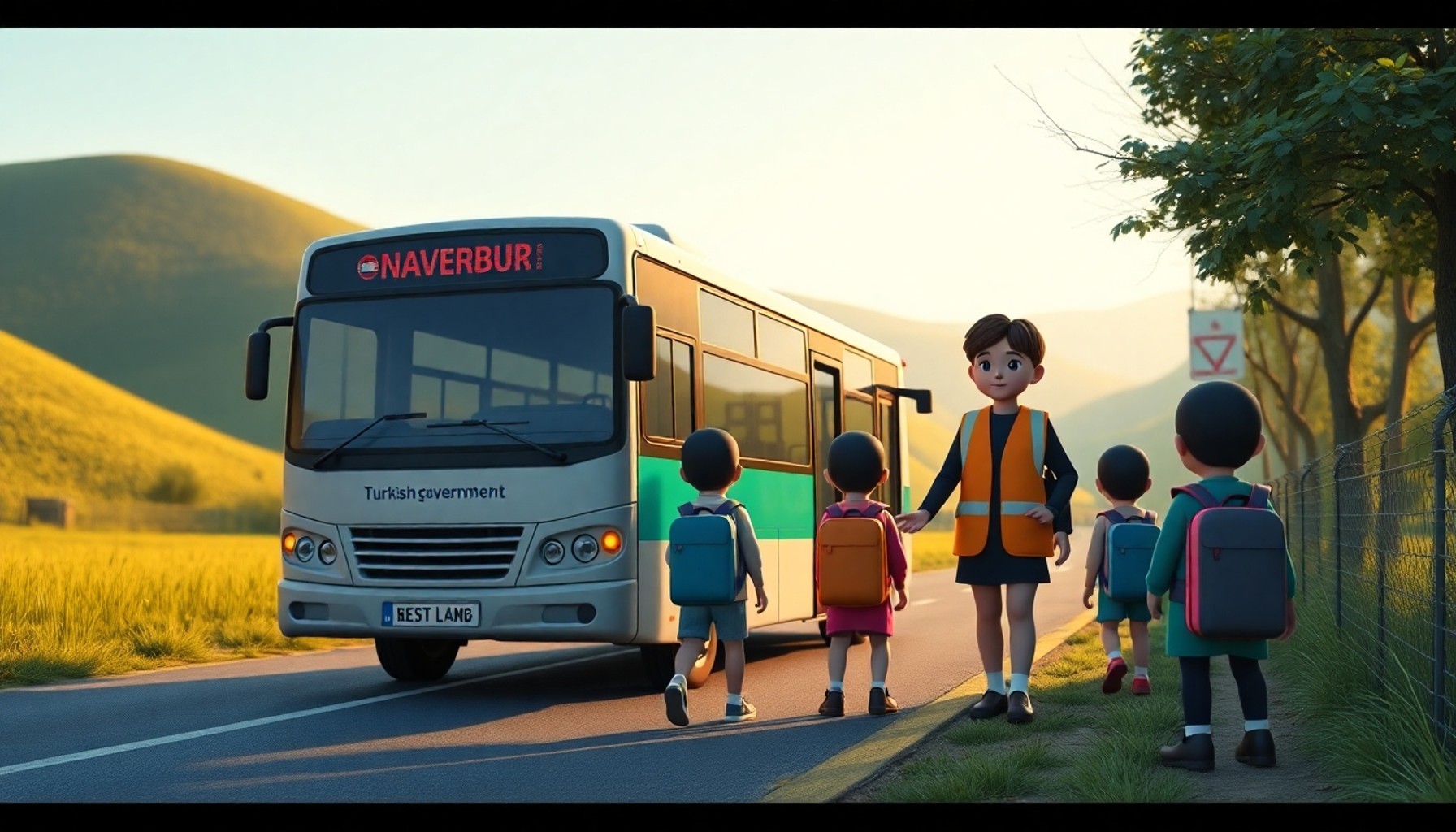 Devlet taşımalı eğitim servisi köy durağında