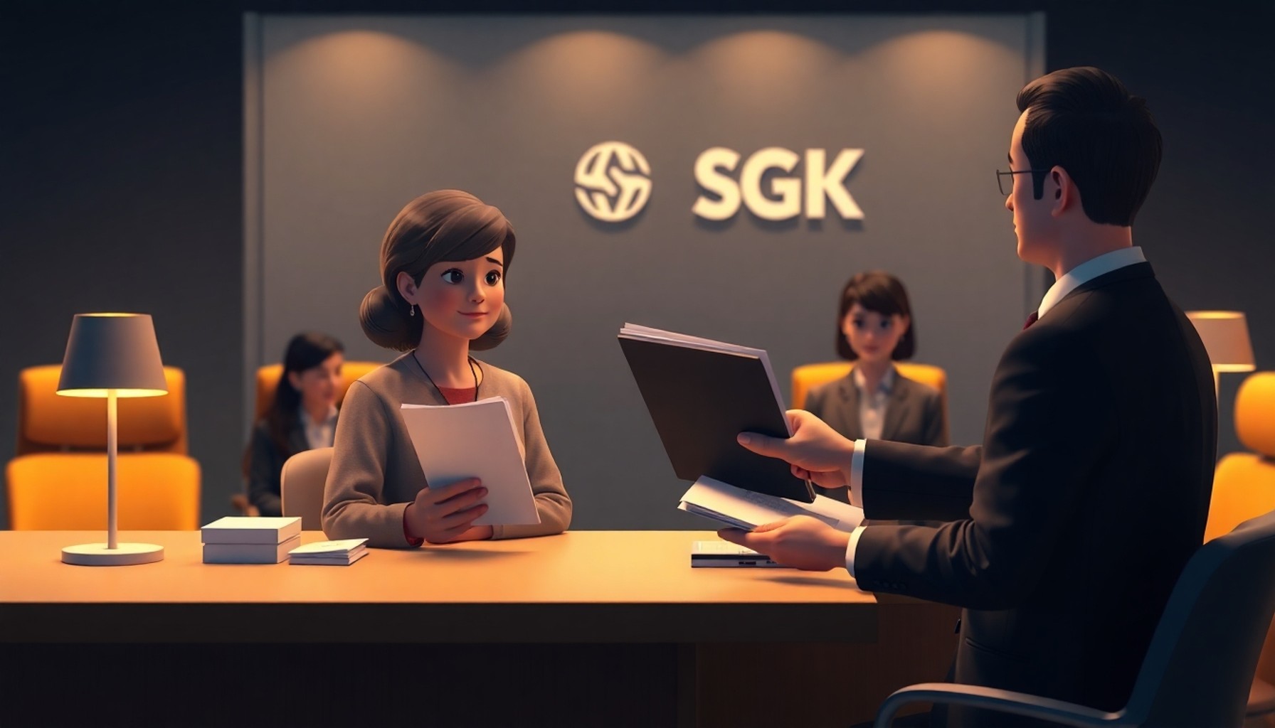 SGK gişesinde dul aylığı başvurusu yapan kadın
