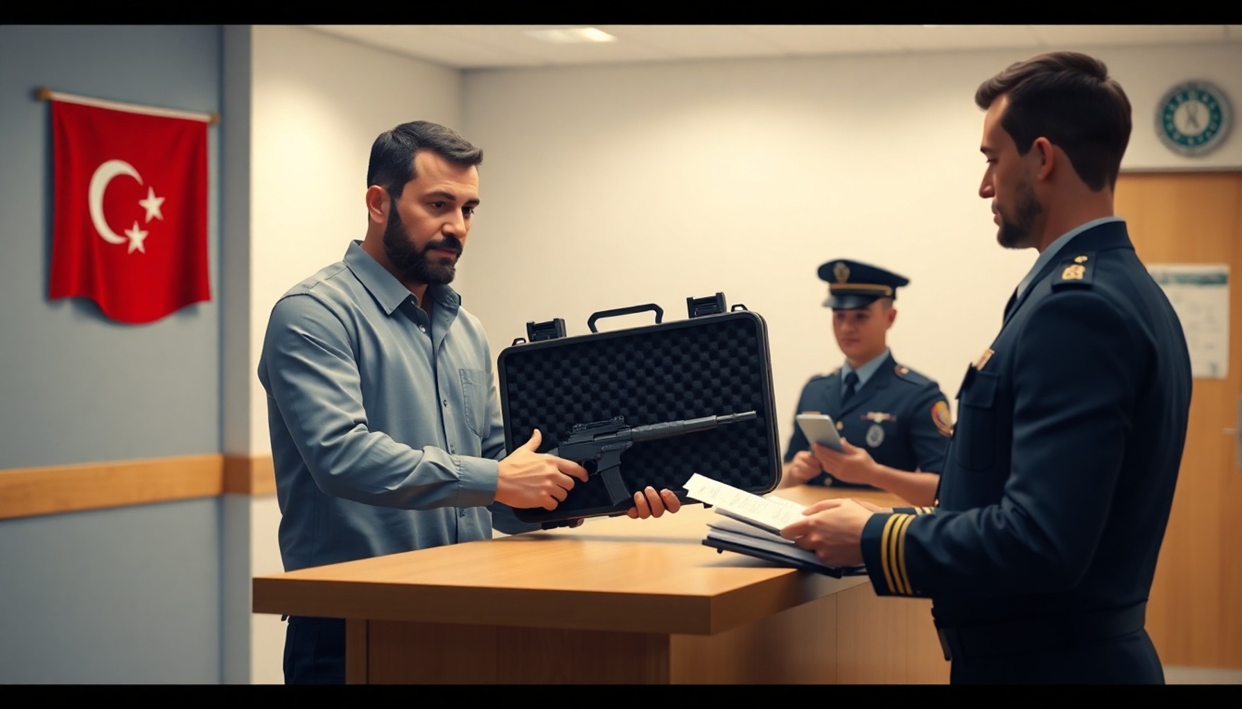 Silah ruhsatı iptali sonrası emniyet müdürlüğüne silah teslim eden vatandaş