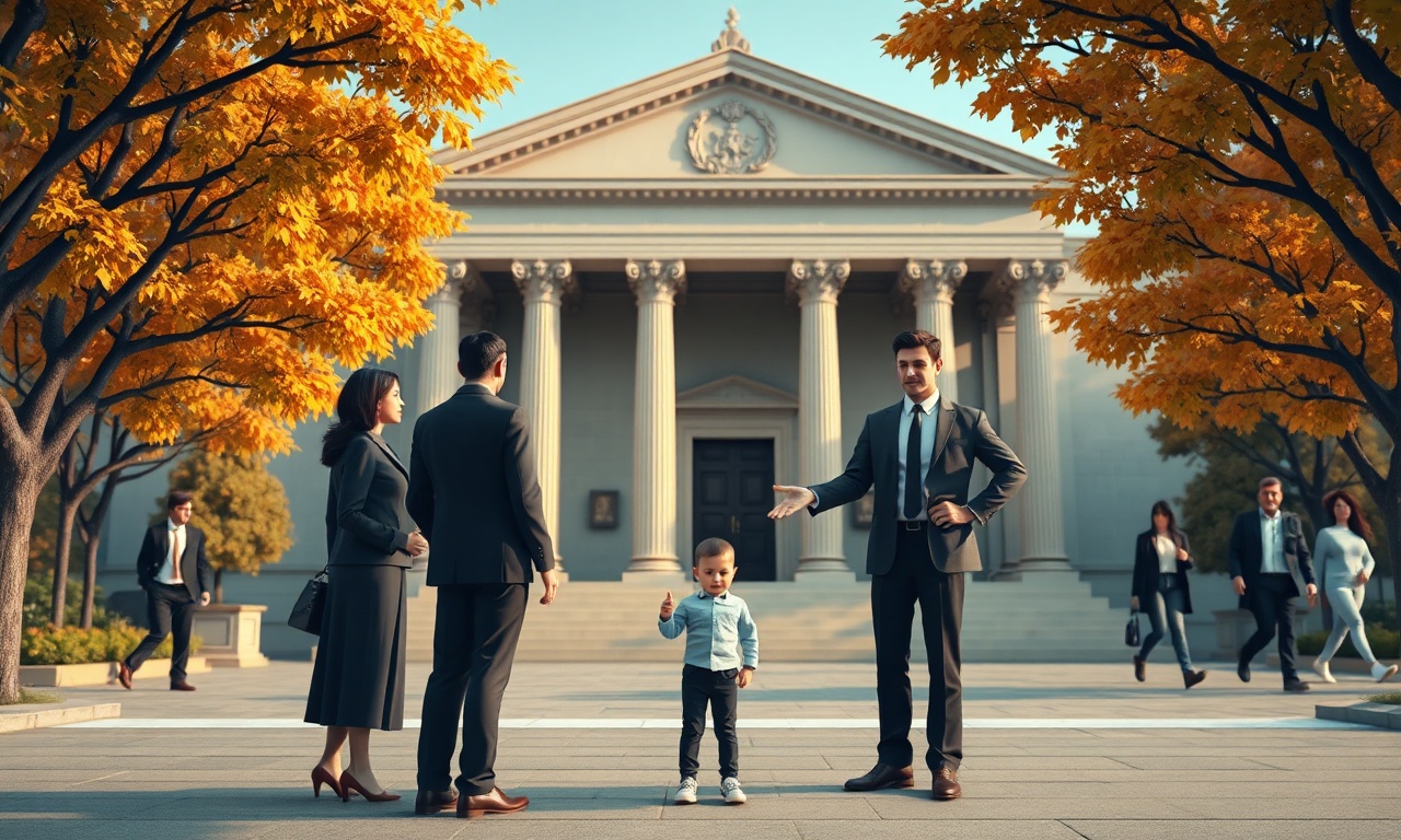 Adliye önünde çocuğu ile bekleyen aile ve avukat