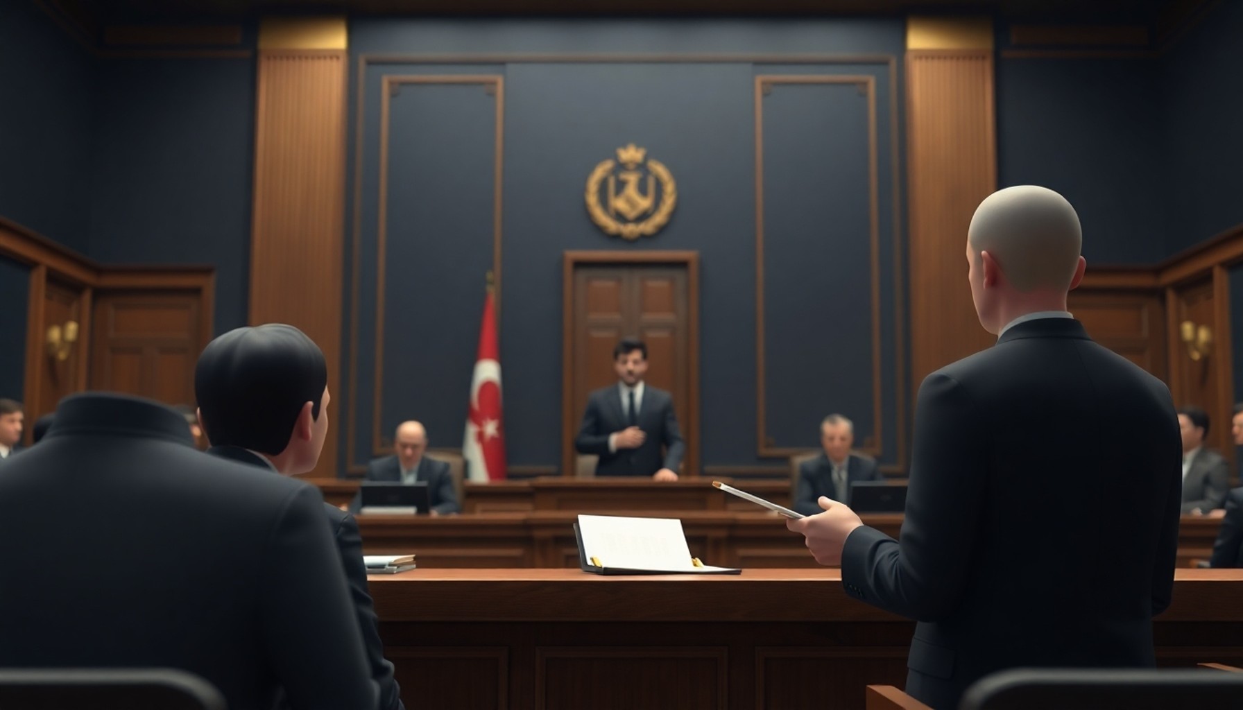 Türk mahkeme sahnesi 3D illüstrasyon