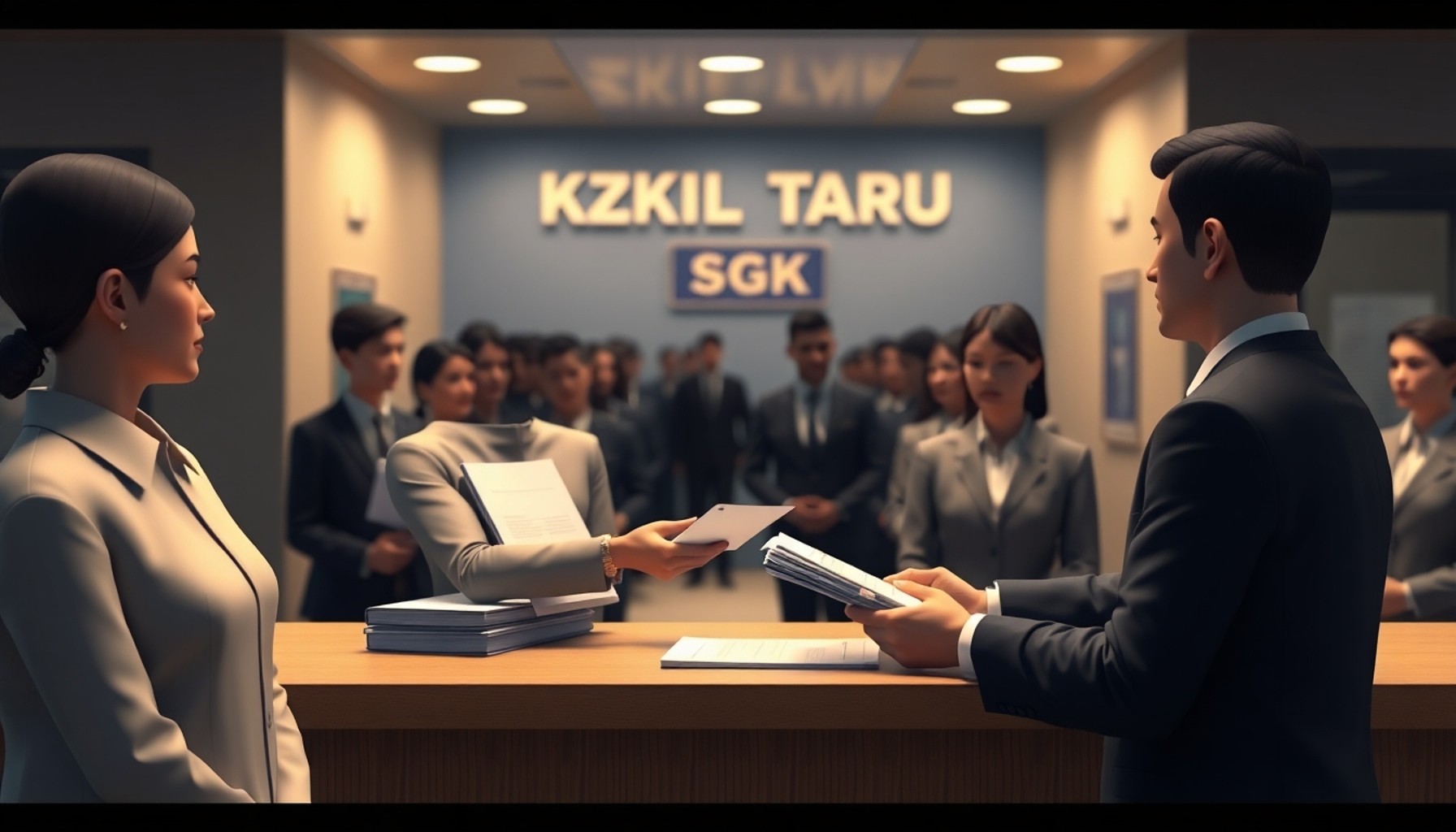 SGK yurt dışı borçlanma başvurusu için belge teslimi sahnesi